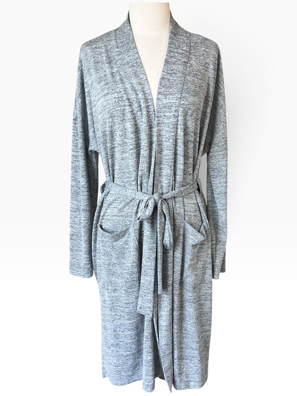 Banana Republic Heather Gray Knit Luxespun Tie Waist Duster Cardigan Sweater